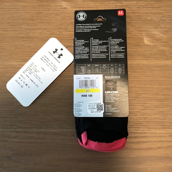 NWT Under Armour Run Cushion Black Sock - Picture 3 of 4